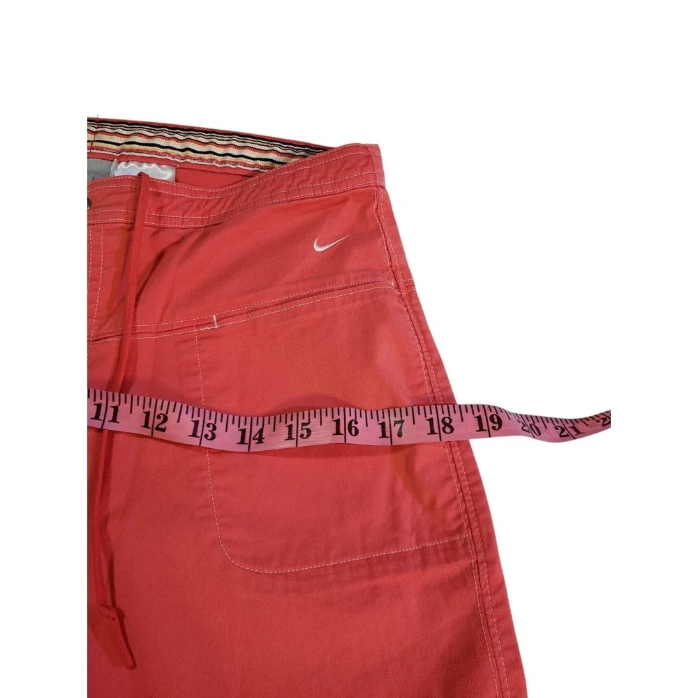 Nike Womens Trouser Pants‎ S Red Drawstring Waist Flat Front Mid Rise Pockets